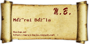 Mérei Béla névjegykártya